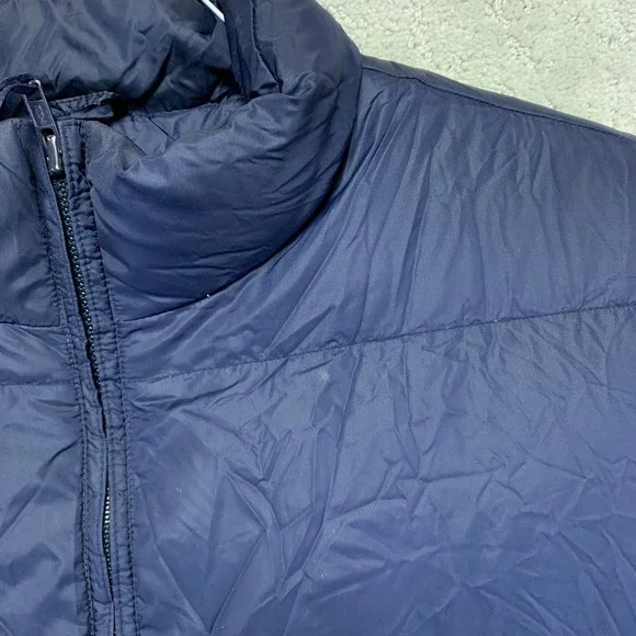 Vintage Lands End Puffer Vest Jacket Mens Large Navy Blue Goose Down Zip Up 90s - Picture 3 of 11